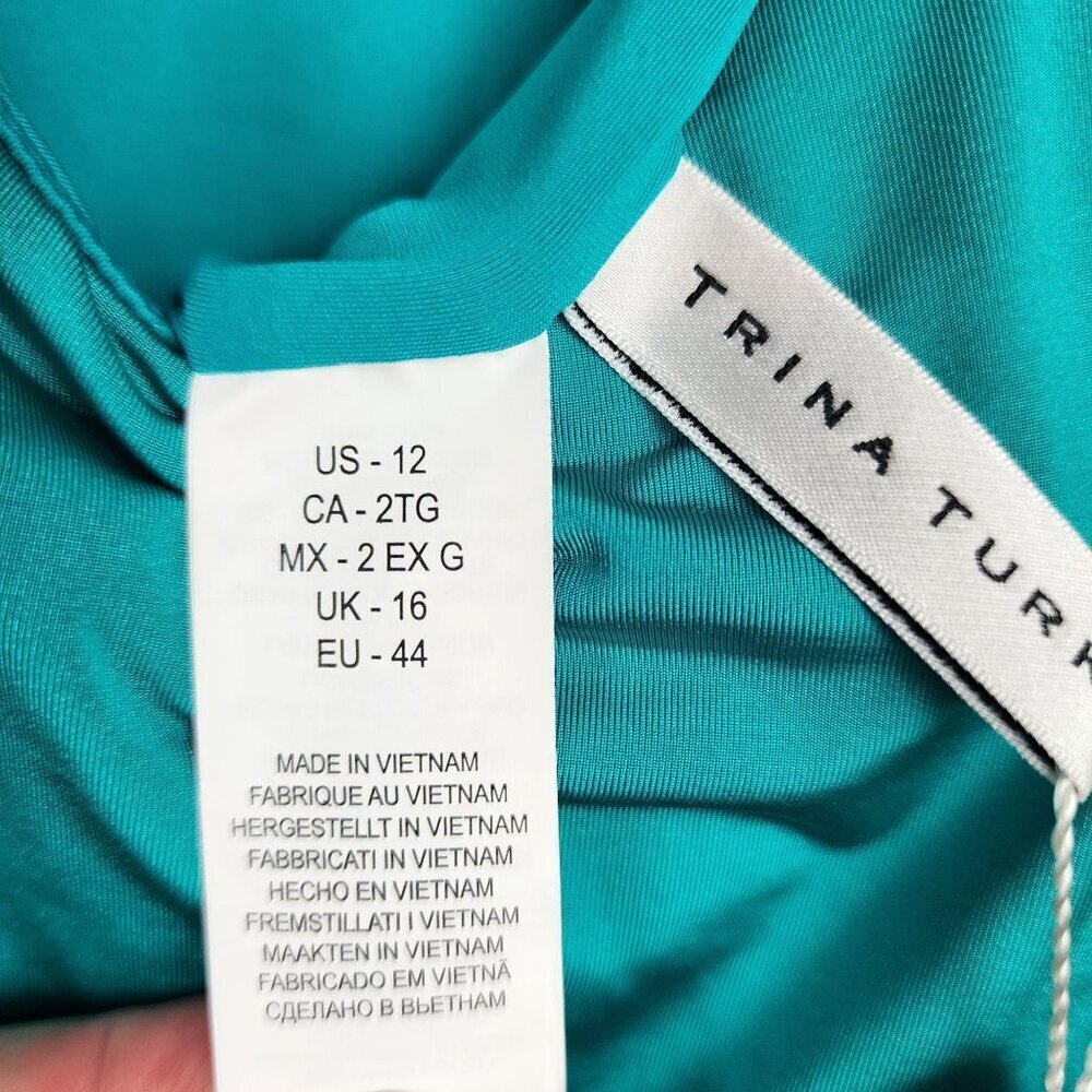 New Trina Turk sz 12 women off shoulder ruffle swimsuit turquoise - Picture 8 of 14